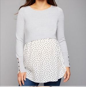 Maternity polka dot babydoll sweater